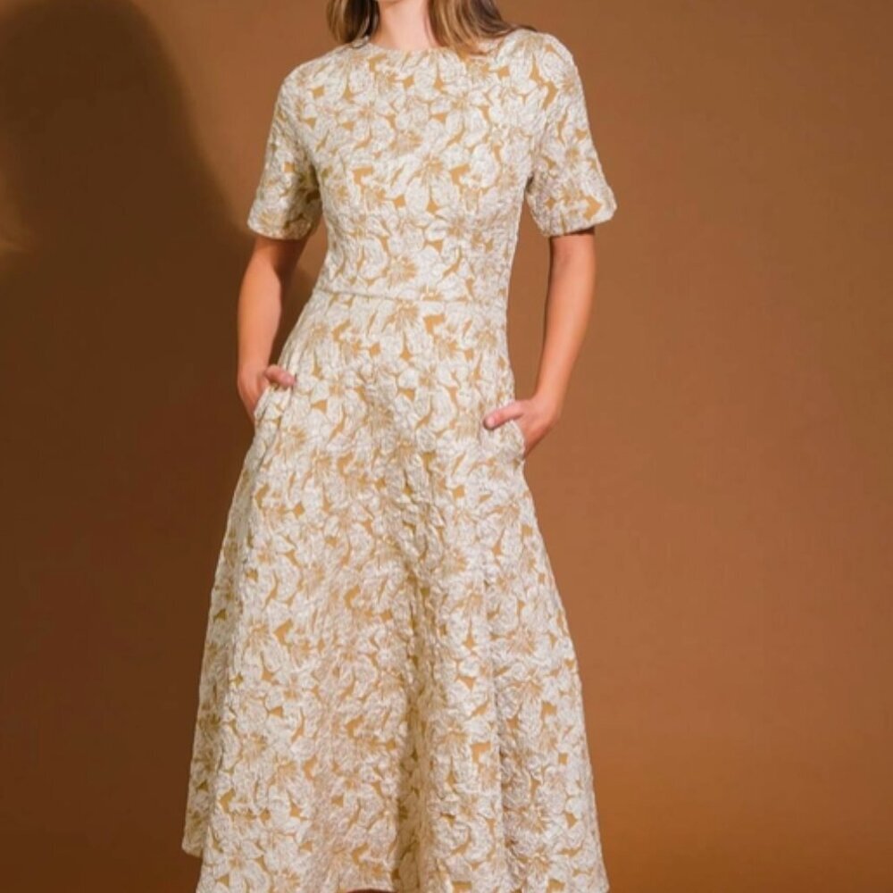 406. Textured Woven Fall Midi Dress